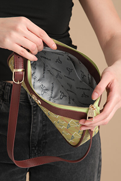 Garbalia Cecina Special Pattern Adjustable Strap Shoulder and Arm Green Women's Bag