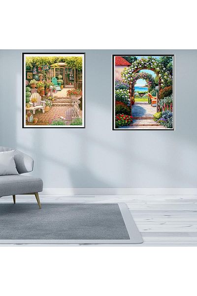 pixartsanat Landscape Set of 4 Pixart Art Mosaic Painting (30X40*4)
