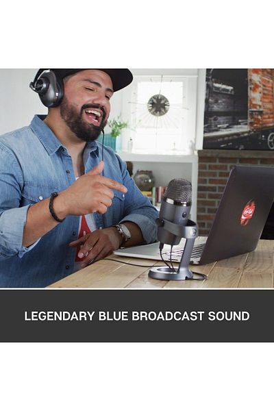 logitech ميكروفون USB Blue Yeti Nano Premium لأجهزة الكمبيوتر الشخصية وأجهزة Mac والألعاب والتسجيل والبث المباشر - رمادي