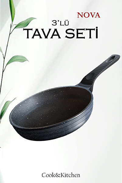 COOK KİTCHEN 3-Piece Pan Set 20 24 28 cm Granite Casting