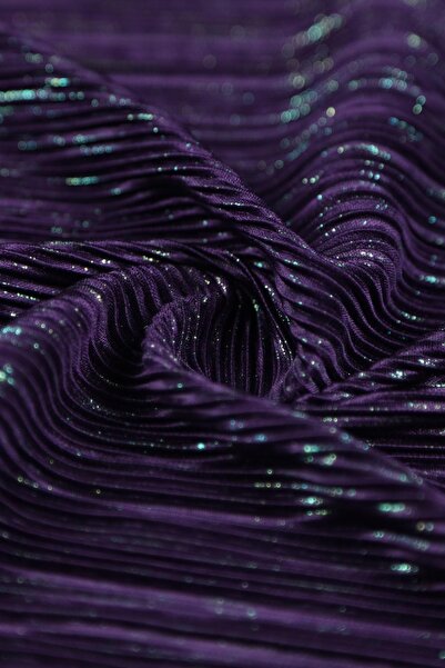 Kumaş Deposu Pamela Pliseli Mor Örme Abiye Kumaş