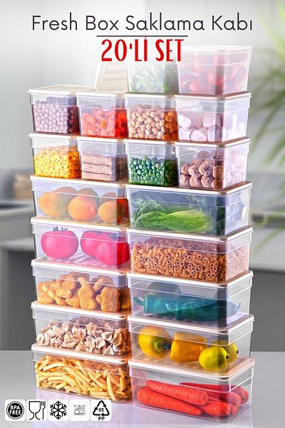 Nandy Home 20 Piece Set Freshbox Storage Container Suitable for Microwave and Diffraction