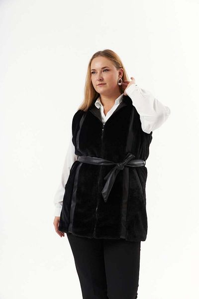 RMG Plus Size Plush Leather Garnished Vest