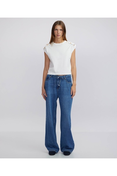 İpekyol Belden bağlamalı wide leg fit jean pantolon