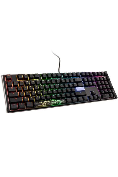Ducky One 3 Classic Black/White Fullsize 100% Cherry Blue Mechanical Gaming Keyboard