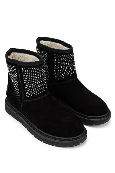 Tamer Tanca Kadın Hakiki Deri Siyah Süet/Taş Casual Bot