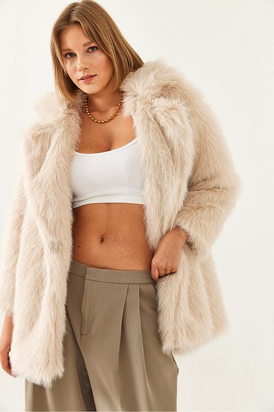 Bianco Lucci Women's Premium Faux Long Fur Jacket 2461 60251923