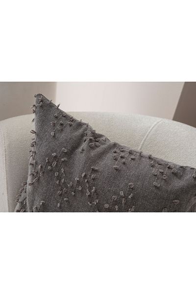 BUGİ HOME COLLECTİON 43x43cm Husă de pernă din in cu model ritmic - brodat cu pumn decorativ