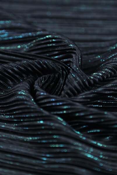 Kumaş Deposu Pamela Pliseli Siyah Örme Abiye Kumaş