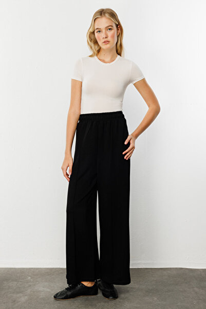 Hooopstore Black Cotton - Relaxed Fit Wide Leg Trousers