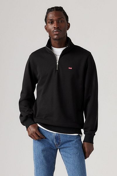 Levi's Оригинален черен суитшърт с половин цип Housemark - 001tu-0000