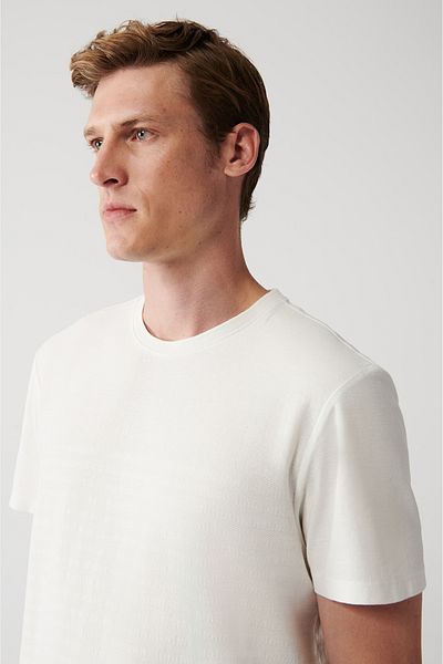 Avva Weißes Herren-T-Shirt aus 100 % Baumwolle mit Rundhalsausschnitt A31y1057