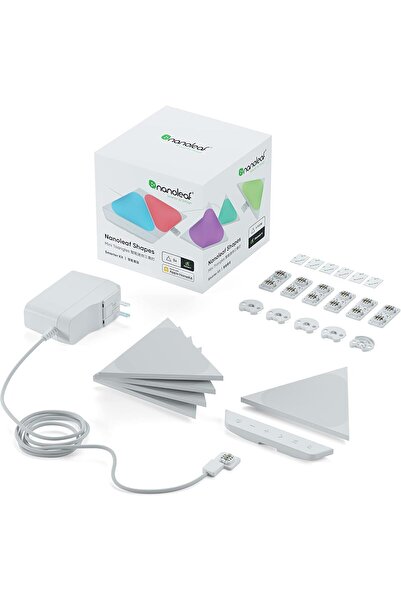 Nanoleaf مجموعة أدوات البدء الصغيرة على شكل مثلثات باللون الأبيض، عبوة من 5 ق...