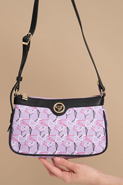 Garbalia Cecina Special Pattern Adjustable Strap Shoulder and Arm Lilac Women's Bag