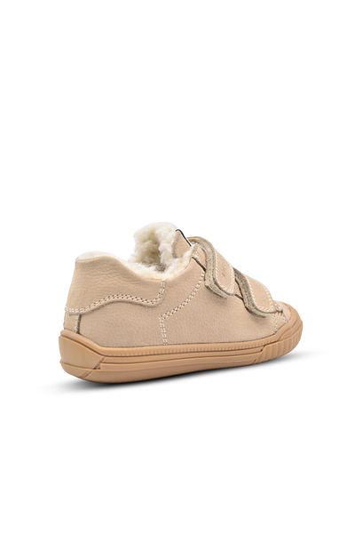 kids A more Pearl Beige Unisex Shoes - Double Velcro and Fur Leather