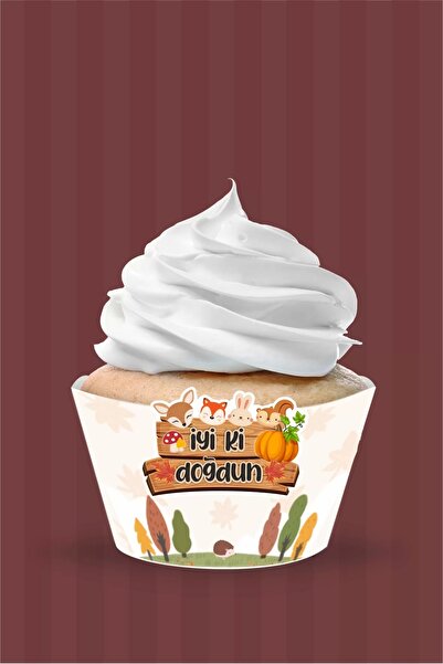 neşeli günlerim عبوة من 8 قطع كب كيك على شكل حيوانات الغابة