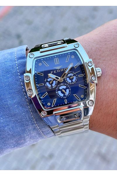 FERRO Men's Wristwatch - Waterproof Steel Case and Cord