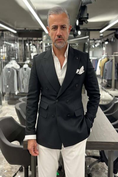 Fc Plus CEP DETAYLI KRUVAZE GENİŞ YAKA SİYAH CEKET