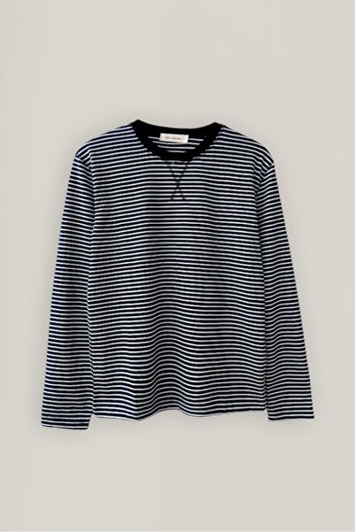 Beju be Uzun Kollu Pamuklu Çizgili T–shirt