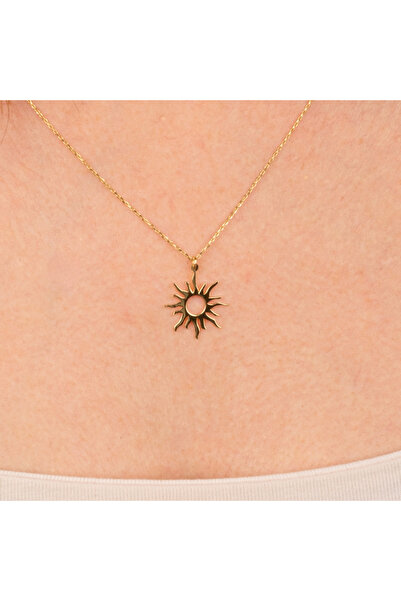 FasekGold Altın Kolye - Güneş 14 Ayar Altın Kolye