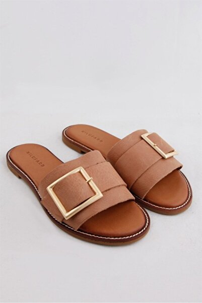 NILUFAR Дамски чехли от естествена кожа Coco Camel Belt