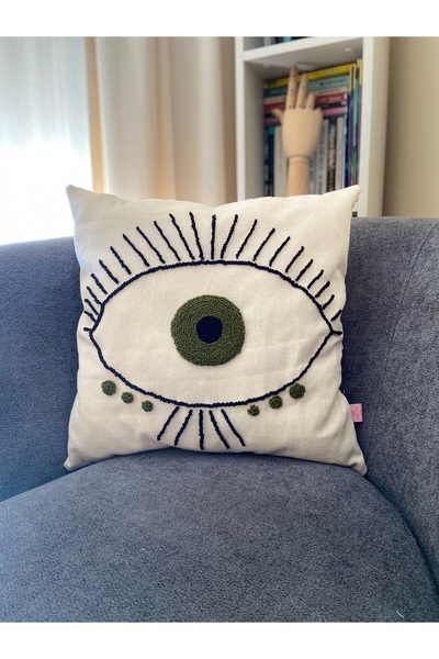 Les Passent Husă de pernă brodata cu ochi din in spălat
