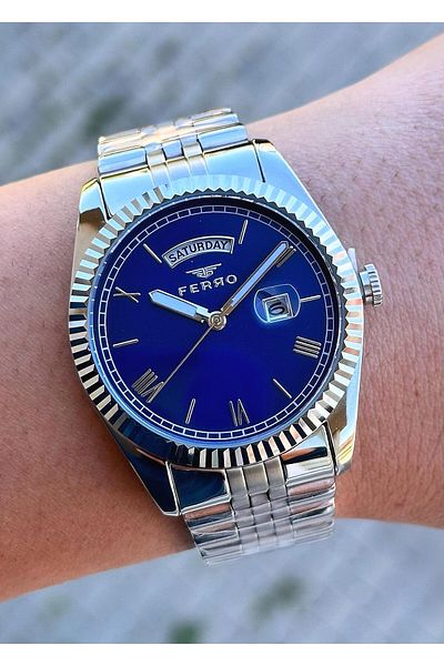 FERRO Men's Wristwatch - Waterproof Steel Case and Cord