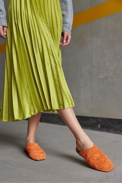 NILUFARR Lulu Turuncu Süet Kadın Terlik