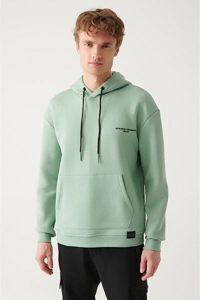 Avva Ανδρικό φούτερ με στάμπα Aqua Green Hooded A31y1301