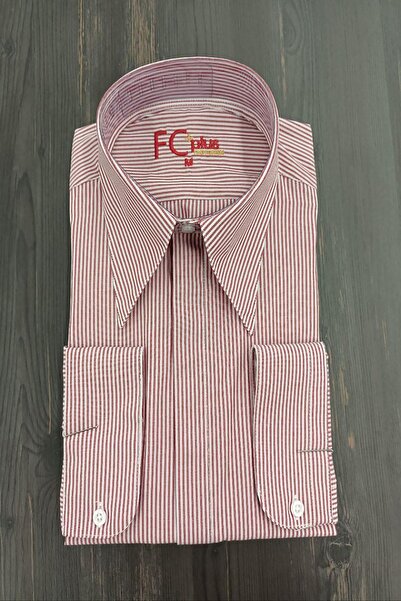 Fc Plus UZUN YAKA ÇİZGİLİ KIRMIZI GÖMLEK