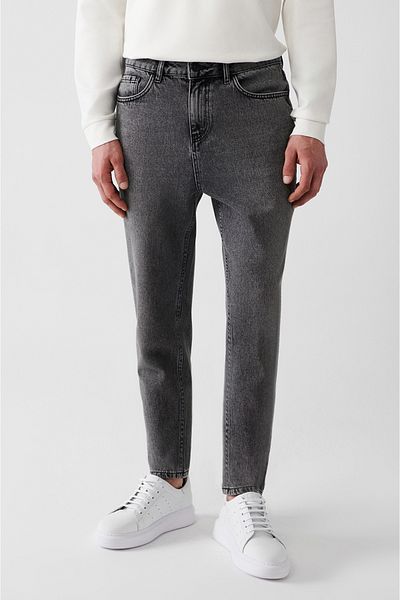 Avva Schwarze Random Wash-Jeanshose aus 100 % Baumwolle für Herren E 003548