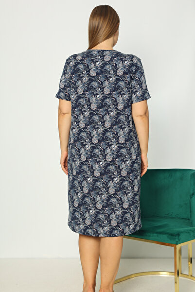 İntensive жіноча нічна сорочка великого розміру з коротким рукавом, з малюнком і застібкою спереду