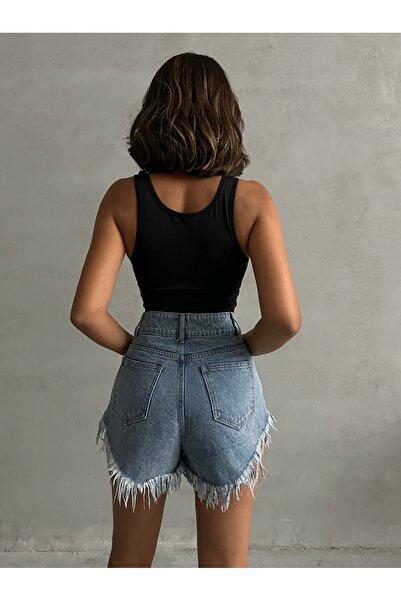 The Base Жіночий чорний топ з аквалангом з відкритою шиєю