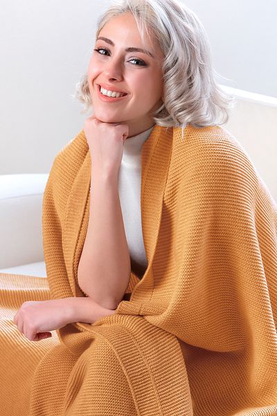 Dalisa Di Alina Mustard Knitwear Bedspread - With TV Blanket, 150x200