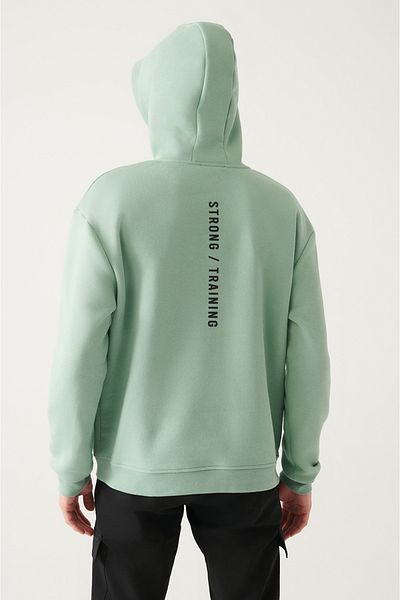 Avva Ανδρικό φούτερ με στάμπα Aqua Green Hooded A31y1301