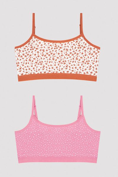 Penti Multicolored Girl's Patterned 2-Piece Half Undershirt