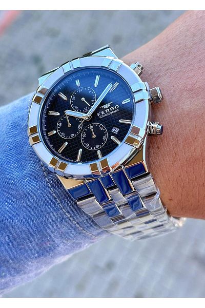 FERRO Men's Wristwatch - Waterproof Steel Case and Cord