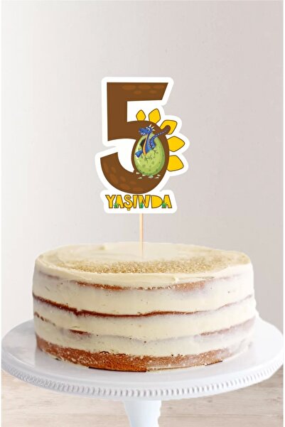 neşeli günlerim Decor pentru tort cu tematică dinozaur de 5 ani (CINCI) *Hârt...