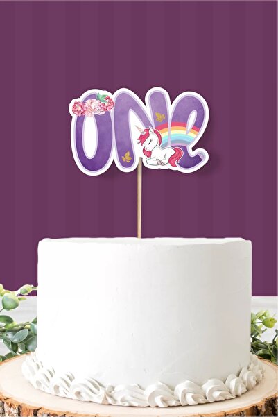neşeli günlerim Στολίδι για τούρτα με θέμα Unicorn One (1) *χοντρό χαρτί