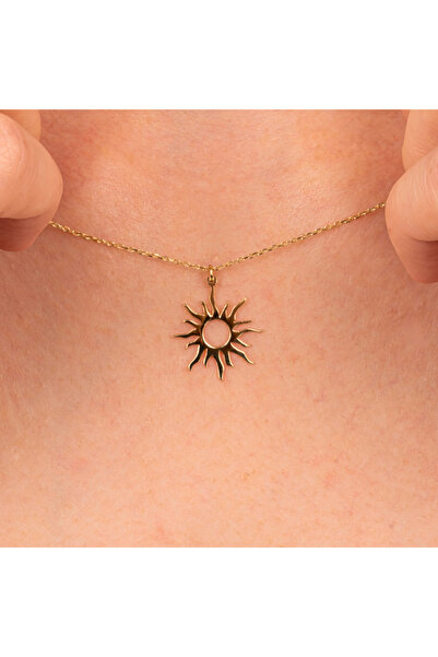 FasekGold Altın Kolye - Güneş 14 Ayar Altın Kolye