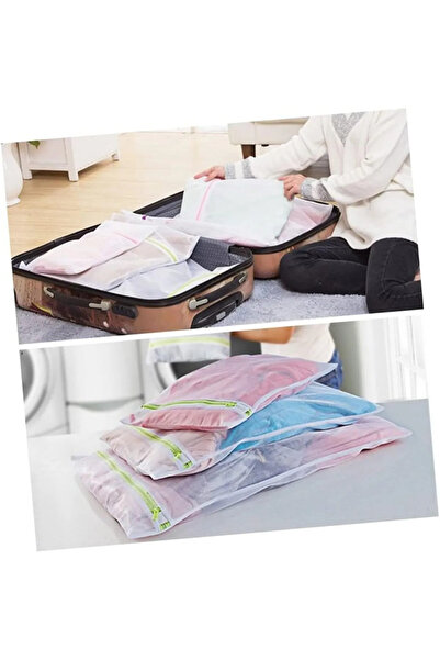Genel Markalar ( 3 Adet ) 3 Farklı Boy Renkli Fermuarlı Çamaşır Yıkama Filesi, Kirli-Temiz Çamaşır Poşeti/Filesi