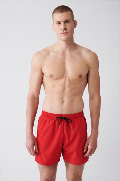 Avva Men's Red Quick Dry Standard Size Swimsuit Swim Shorts E 003801