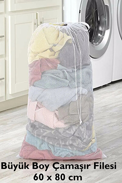CocoVia Büyük Boy İpli Çamaşır Yıkama Filesi | Kirli Elbise Torbası,Poşeti Perde Yıkama Filesi( 60 cmx80cm )