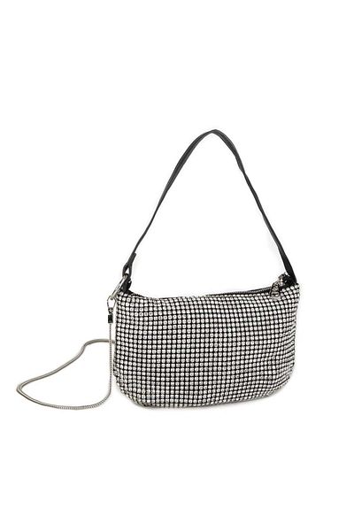 Nas Bag Geantă de damă, negru, alb, diamant, alb, piatră, curea reglabilă