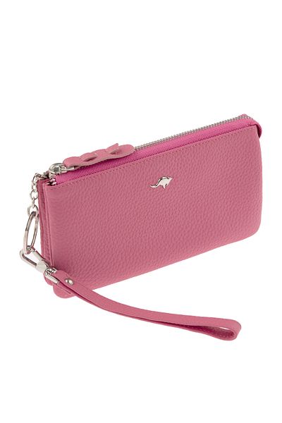 Cangurione Fuchsia Genuine Leather Card Holder Portable Mirrored Wrist Strap Phone Wallet Women's Wallet Hand Bag