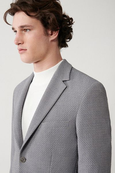 Avva Graue, um 360 Grad flexible, ungefütterte Herrenjacke mit doppeltem Schlitz A32y4023