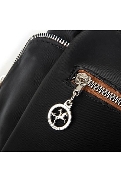 Nas Bag Geantă de damă, țesătură importată, negru, cafeniu (26x21x15 cm)