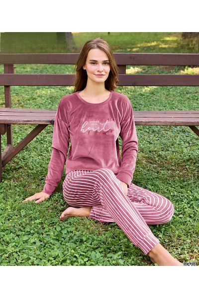 pijamakeyfi Women's Winter Velvet Pajama Set