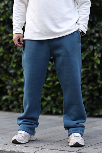 MADZEYMODA Ανδρικό παντελόνι φούτερ Indgo Blue Baggy - 3 κλωστές, ελαστική μέση KE-5011