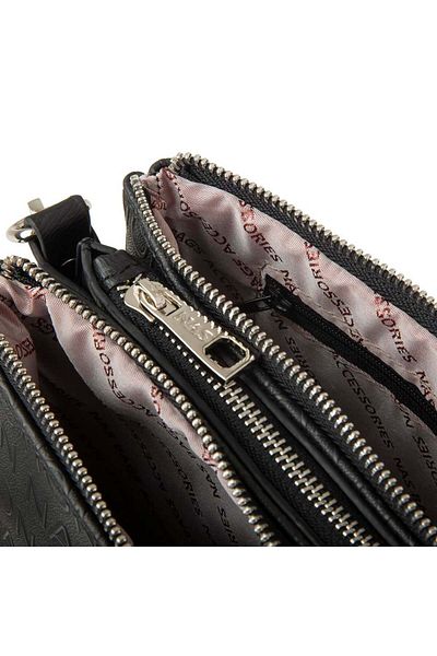 Nas Bag Geantă Crossbody de damă neagră în relief